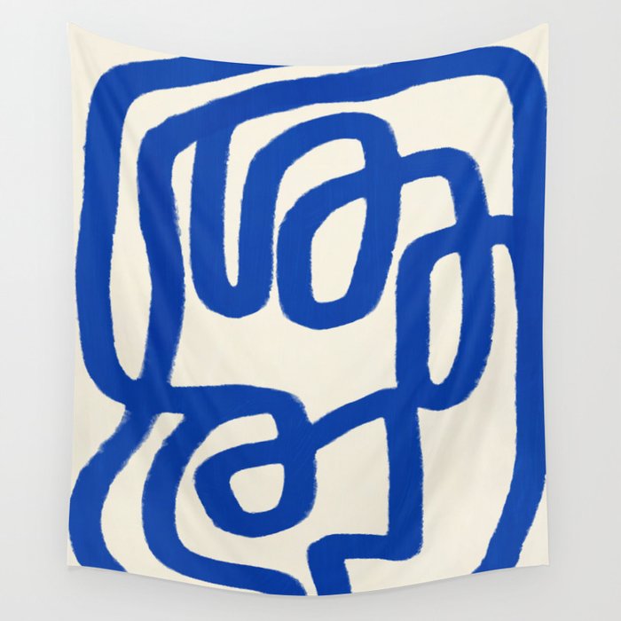 Blue line art 05 Wall Tapestry Gallery Image 1