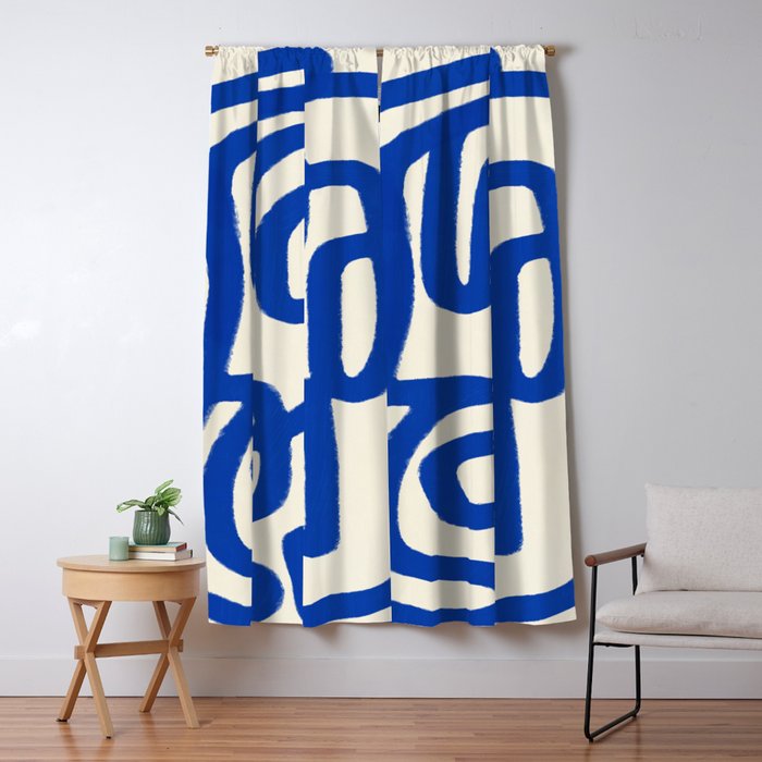 Blue line art 05 Window Curtain Gallery Image 5