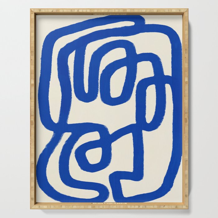 Blue line art 05 Serving Tray Gallery Image 1