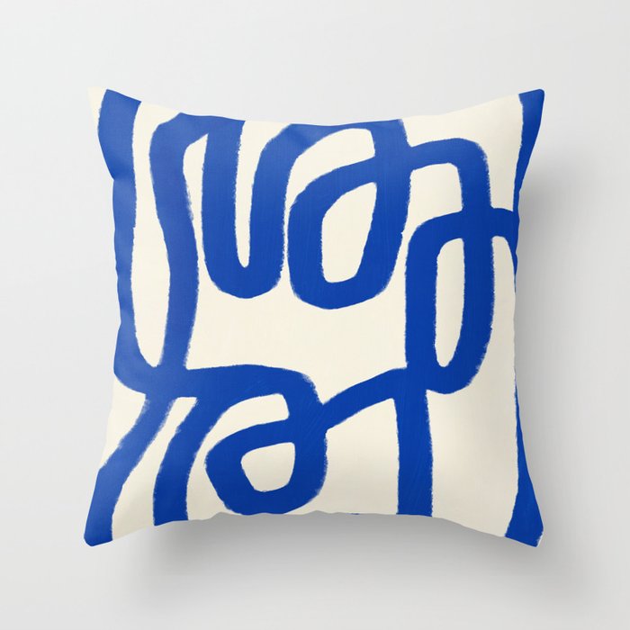 Blue line art 05 Throw Pillow Gallery Image 1