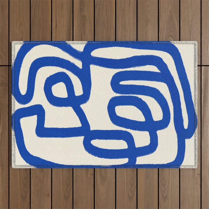 Blue line art 05 Outdoor Rug Gallery Image 1