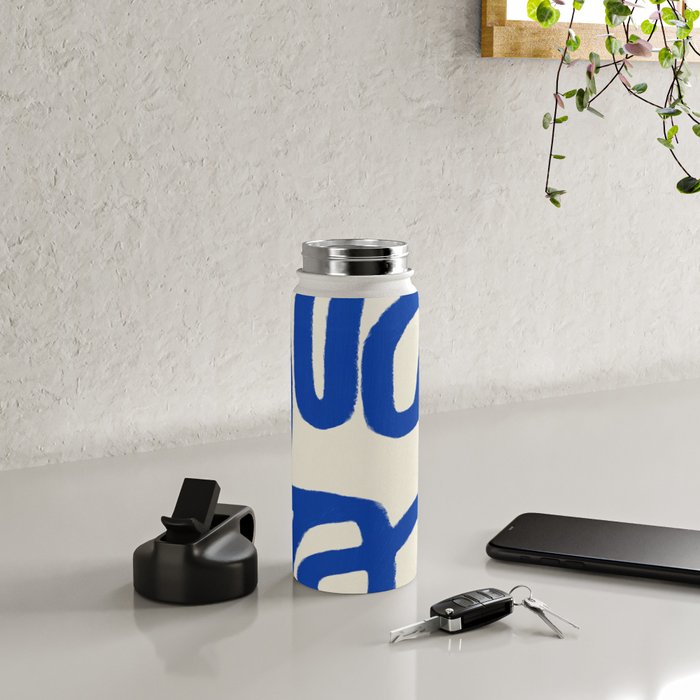 Blue line art 05 Water Bottle Gallery Image 4