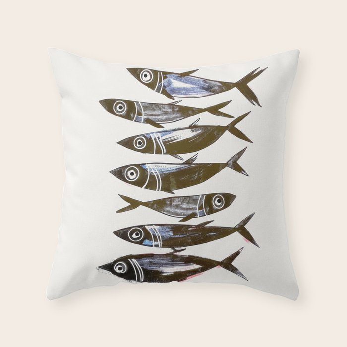 Line Fish Throw Pillow Gallery Image 1