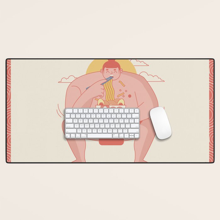 Sumo eating Ramen Desk Mat Gallery Image 1
