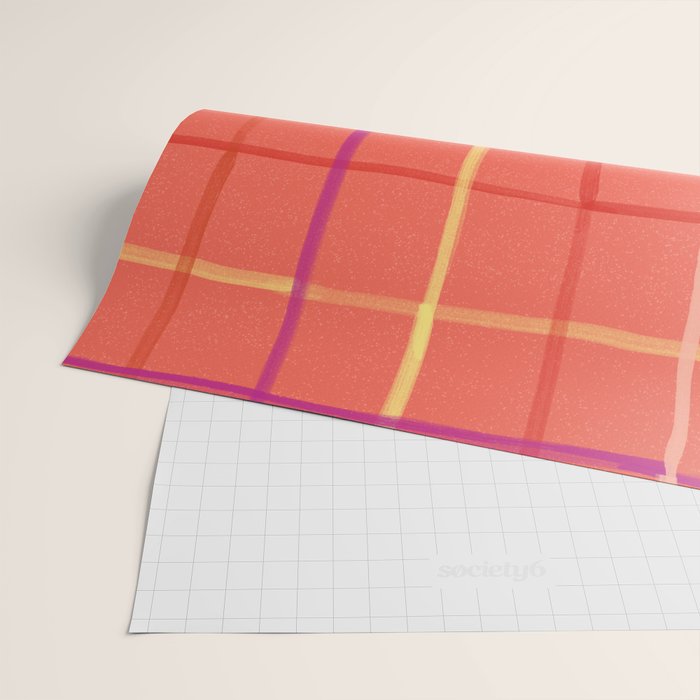 Abstract Tennis Net Pattern in Rosey Red Wrapping Paper Gallery Image 2