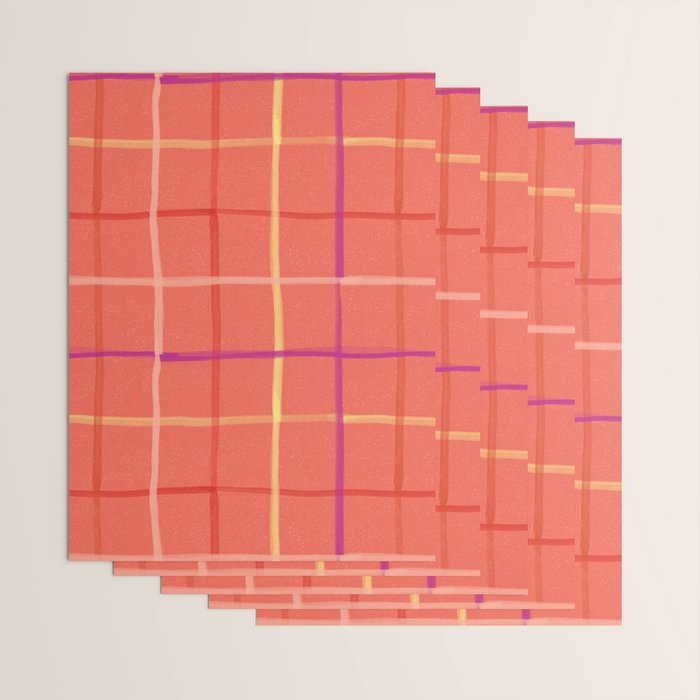 Abstract Tennis Net Pattern in Rosey Red Wrapping Paper Gallery Image 3