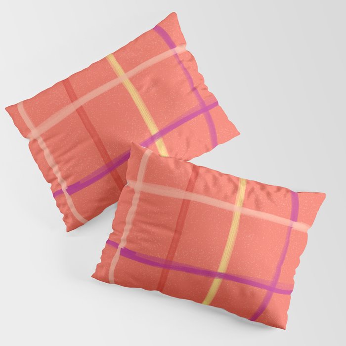 Abstract Tennis Net Pattern in Rosey Red Pillow Sham Gallery Image 3
