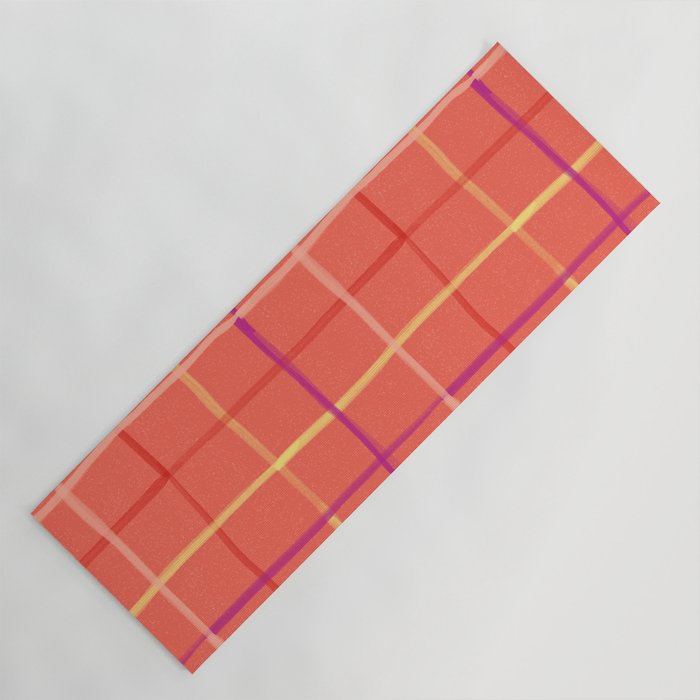 Abstract Tennis Net Pattern in Rosey Red Yoga Mat Gallery Image 1