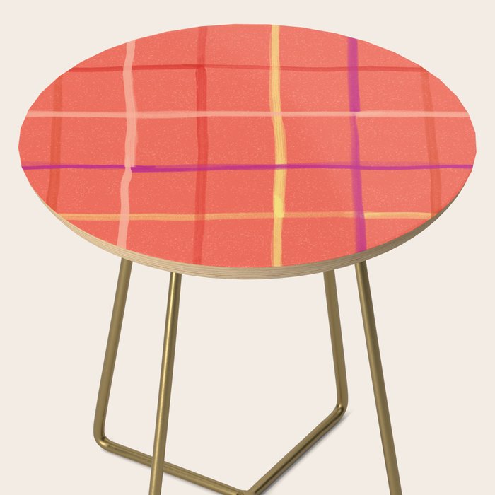 Abstract Tennis Net Pattern in Rosey Red Side Table Gallery Image 2