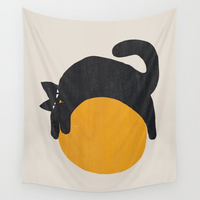 Cat with ball Wall Tapestry Gallery Image 4
