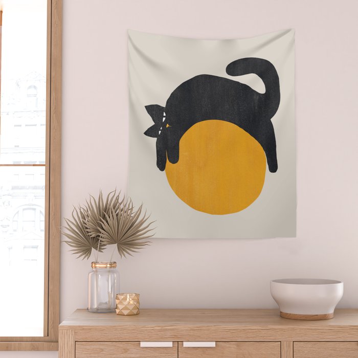 Cat with ball Wall Tapestry Gallery Image 2