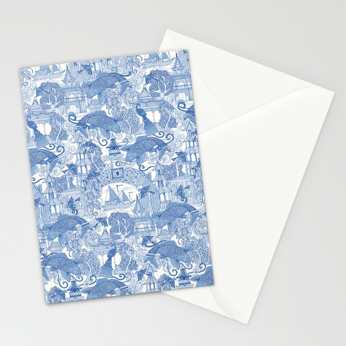 chinoiserie toile blue Stationery Card Gallery Image 2