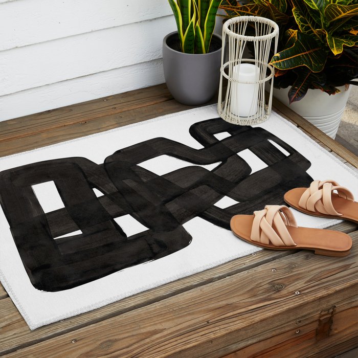 'Boulder' Mid Century Modern Fun Abstract Shapes  Outdoor Rug Gallery Image 2
