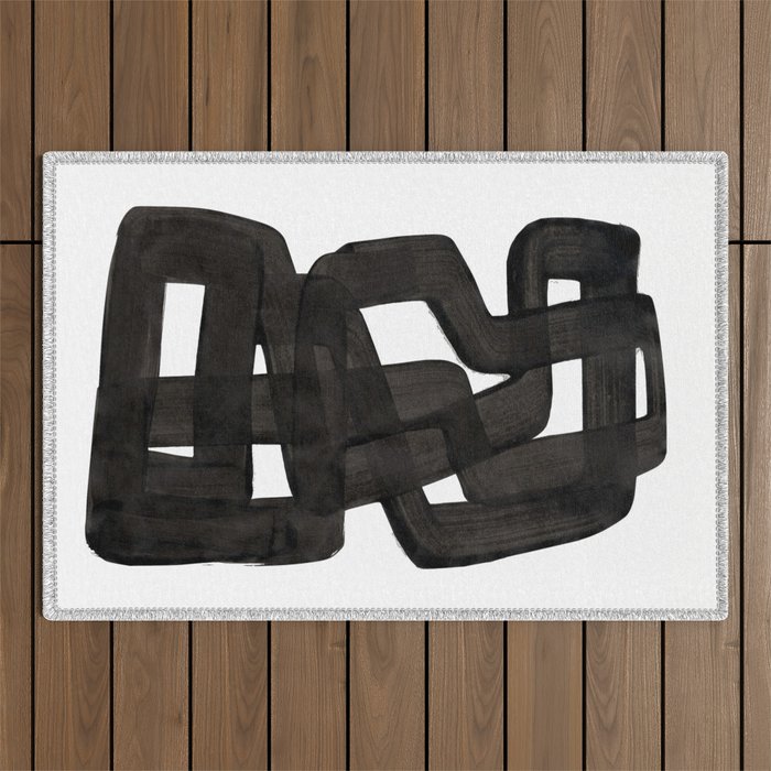 'Boulder' Mid Century Modern Fun Abstract Shapes  Outdoor Rug Gallery Image 1