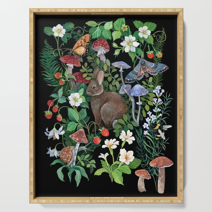 Rabbit and Strawberry Garden Serving Tray Gallery Image 1