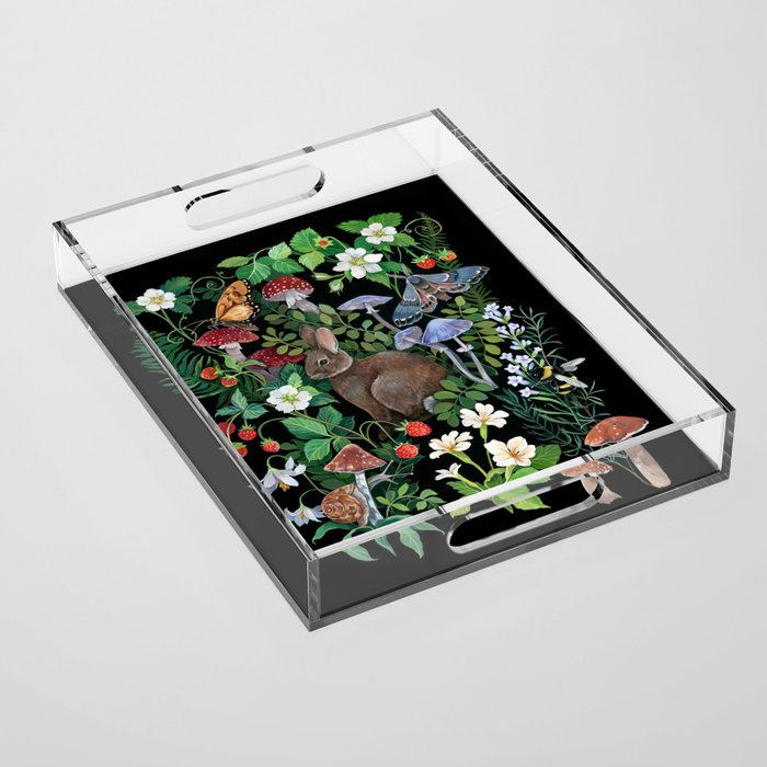 Rabbit and Strawberry Garden Acrylic Tray Gallery Image 1
