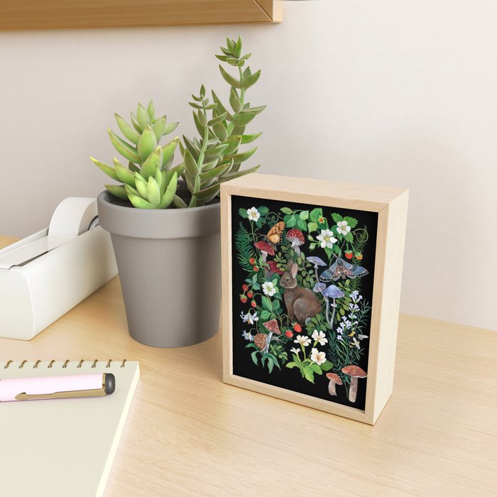 Rabbit and Strawberry Garden Mini Art Print Gallery Image 2