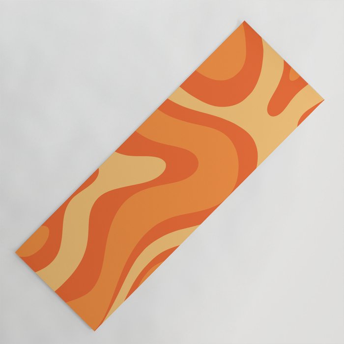 Retro Modern Liquid Swirl Abstract Pattern Square in Orange Tangerine and Yellow Tones Yoga Mat Gallery Image 1
