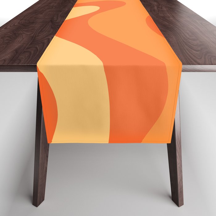 Retro Modern Liquid Swirl Abstract Pattern Square in Orange Tangerine and Yellow Tones Table Runner Gallery Image 1