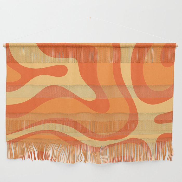 Retro Modern Liquid Swirl Abstract Pattern Square in Orange Tangerine and Yellow Tones Wall Hanging Gallery Image 1