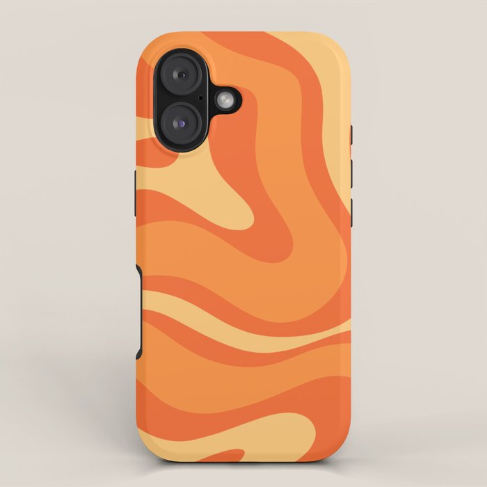 Retro Modern Liquid Swirl Abstract Pattern Square in Orange Tangerine and Yellow Tones iPhone Case Gallery Image 1
