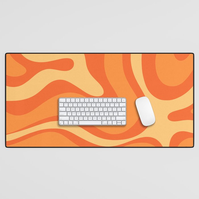 Retro Modern Liquid Swirl Abstract Pattern Square in Orange Tangerine and Yellow Tones Desk Mat Gallery Image 1