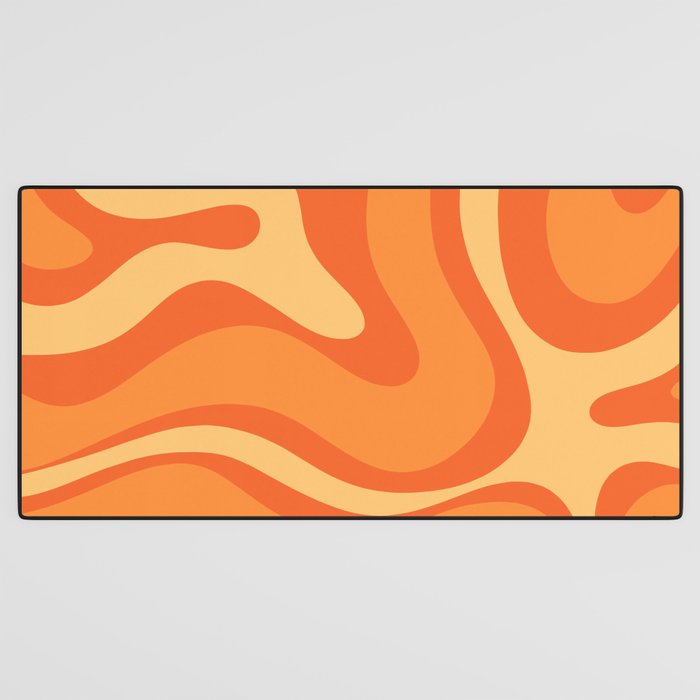 Retro Modern Liquid Swirl Abstract Pattern Square in Orange Tangerine and Yellow Tones Desk Mat Gallery Image 3