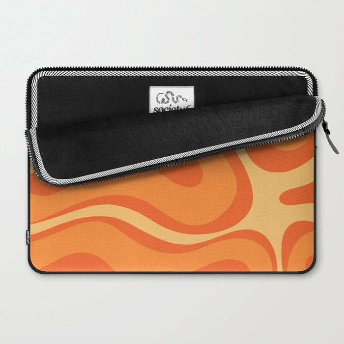 Retro Modern Liquid Swirl Abstract Pattern Square in Orange Tangerine and Yellow Tones Laptop Sleeve Gallery Image 2