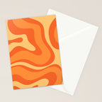 Retro Modern Liquid Swirl Abstract Pattern Square in Orange Tangerine and Yellow Tones Stationery Card Gallery Image 2
