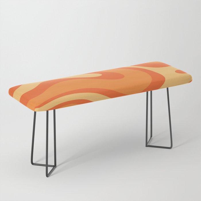Retro Modern Liquid Swirl Abstract Pattern Square in Orange Tangerine and Yellow Tones Bench Gallery Image 1
