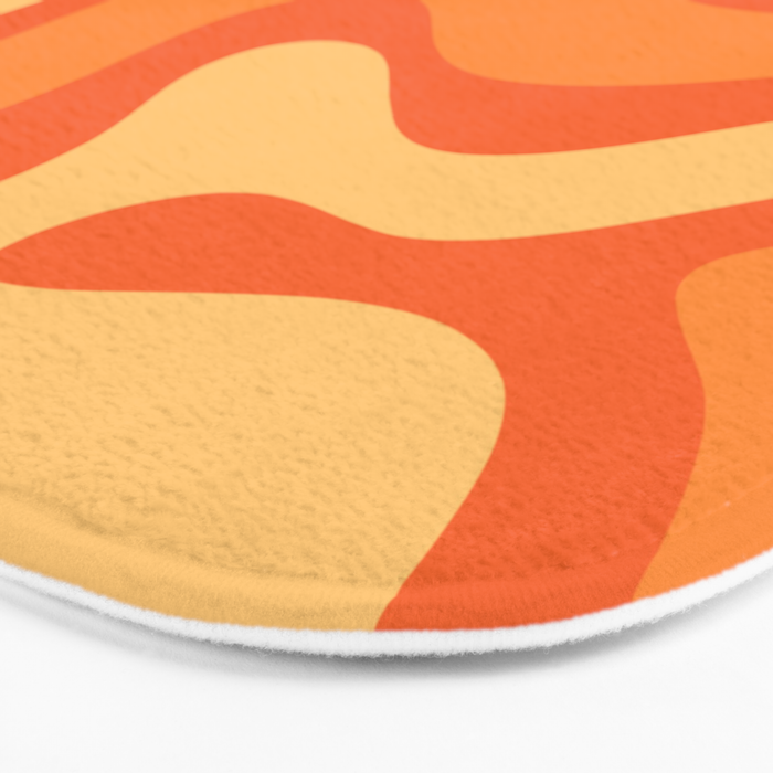 Retro Modern Liquid Swirl Abstract Pattern Square in Orange Tangerine and Yellow Tones Bath Mat Gallery Image 3