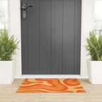 Retro Modern Liquid Swirl Abstract Pattern Square in Orange Tangerine and Yellow Tones Welcome Mat Gallery Image 3