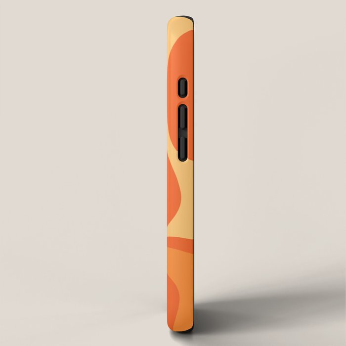 Retro Modern Liquid Swirl Abstract Pattern Square in Orange Tangerine and Yellow Tones iPhone Case Gallery Image 2