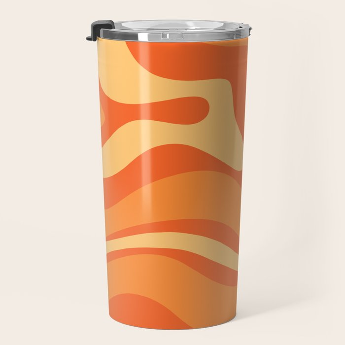 Retro Modern Liquid Swirl Abstract Pattern Square in Orange Tangerine and Yellow Tones Travel Mug Gallery Image 3