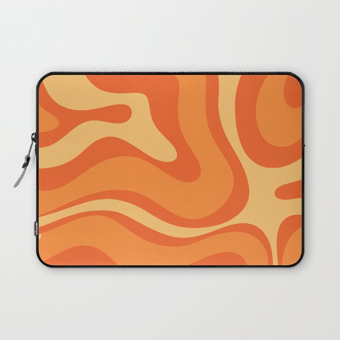 Retro Modern Liquid Swirl Abstract Pattern Square in Orange Tangerine and Yellow Tones Laptop Sleeve Gallery Image 1