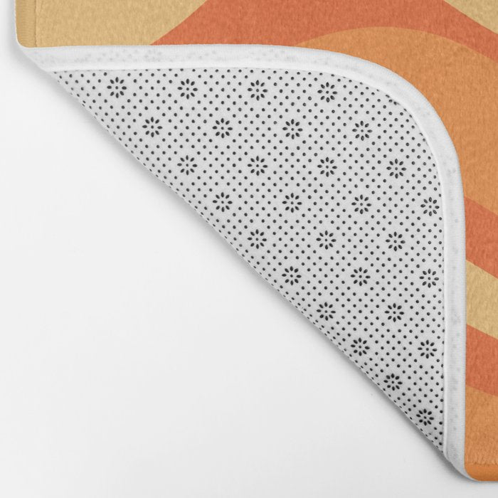 Retro Modern Liquid Swirl Abstract Pattern Square in Orange Tangerine and Yellow Tones Bath Mat Gallery Image 2