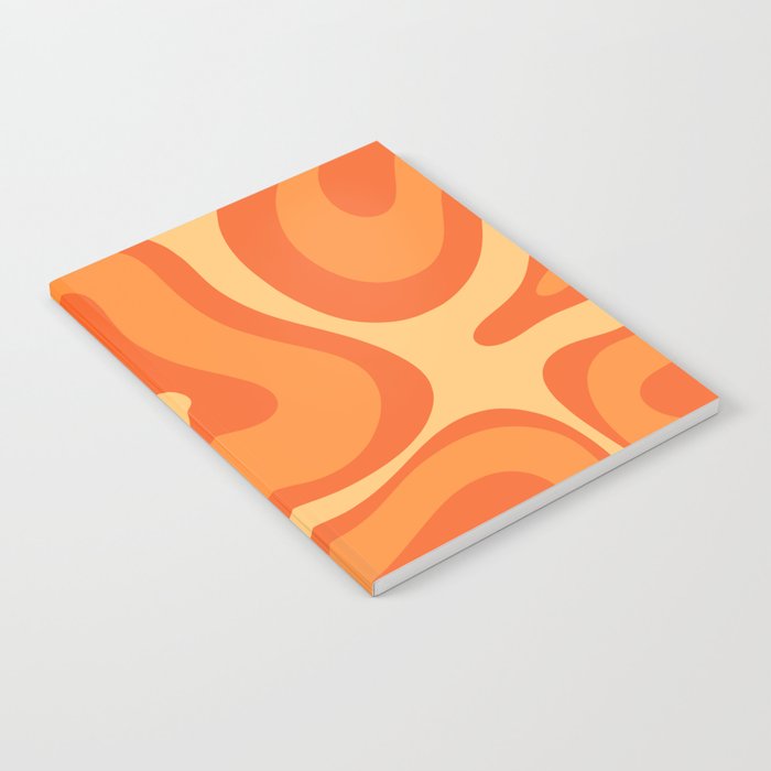 Retro Modern Liquid Swirl Abstract Pattern Square in Orange Tangerine and Yellow Tones Notebook Gallery Image 2
