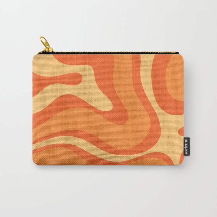 Retro Modern Liquid Swirl Abstract Pattern Square in Orange Tangerine and Yellow Tones Carry All Pouch Gallery Image 1