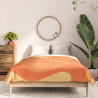 Retro Modern Liquid Swirl Abstract Pattern Square in Orange Tangerine and Yellow Tones Comforter Gallery Image 3