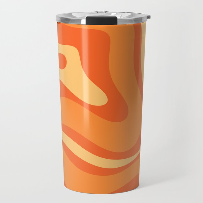 Retro Modern Liquid Swirl Abstract Pattern Square in Orange Tangerine and Yellow Tones Travel Mug Gallery Image 1