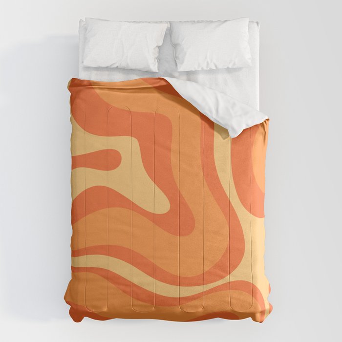 Retro Modern Liquid Swirl Abstract Pattern Square in Orange Tangerine and Yellow Tones Comforter Gallery Image 6