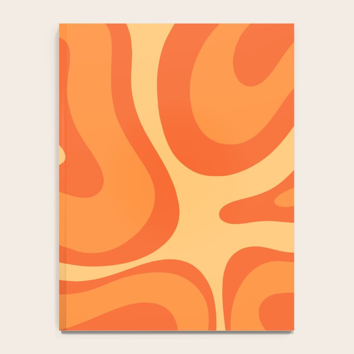 Retro Modern Liquid Swirl Abstract Pattern Square in Orange Tangerine and Yellow Tones Notebook Gallery Image 4