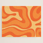 Retro Modern Liquid Swirl Abstract Pattern Square in Orange Tangerine and Yellow Tones Jigsaw Puzzle Gallery Image 1