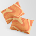 Retro Modern Liquid Swirl Abstract Pattern Square in Orange Tangerine and Yellow Tones Pillow Sham Gallery Image 3