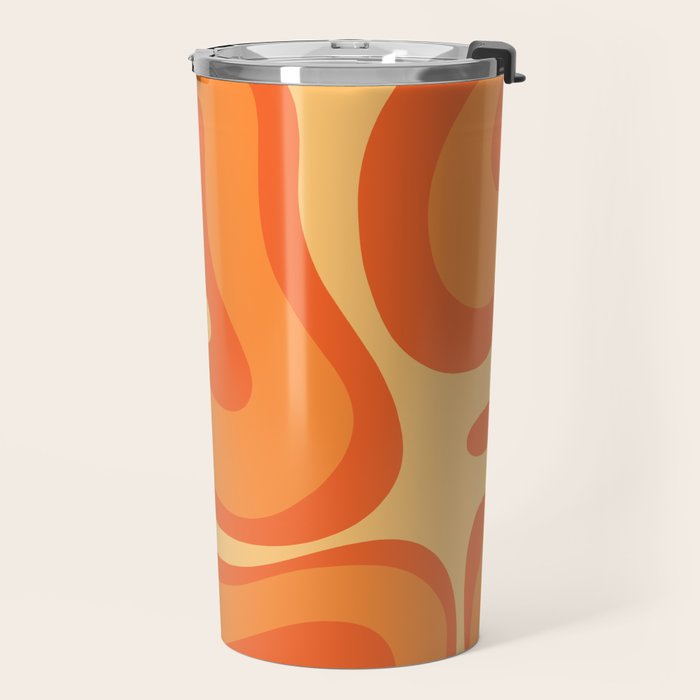 Retro Modern Liquid Swirl Abstract Pattern Square in Orange Tangerine and Yellow Tones Travel Mug Gallery Image 2