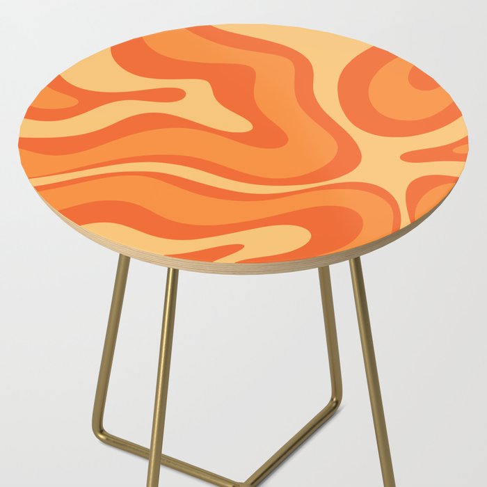 Retro Modern Liquid Swirl Abstract Pattern Square in Orange Tangerine and Yellow Tones Side Table Gallery Image 2