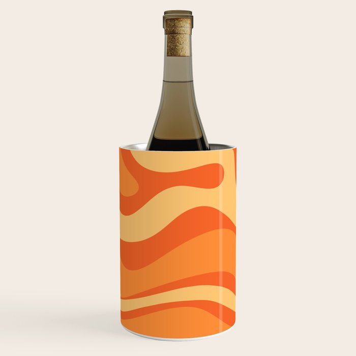 Retro Modern Liquid Swirl Abstract Pattern Square in Orange Tangerine and Yellow Tones Wine Chiller Gallery Image 2