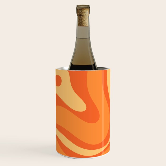 Retro Modern Liquid Swirl Abstract Pattern Square in Orange Tangerine and Yellow Tones Wine Chiller Gallery Image 1