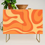 Retro Modern Liquid Swirl Abstract Pattern Square in Orange Tangerine and Yellow Tones Credenza Gallery Image 1