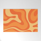 Retro Modern Liquid Swirl Abstract Pattern Square in Orange Tangerine and Yellow Tones Welcome Mat Gallery Image 1
